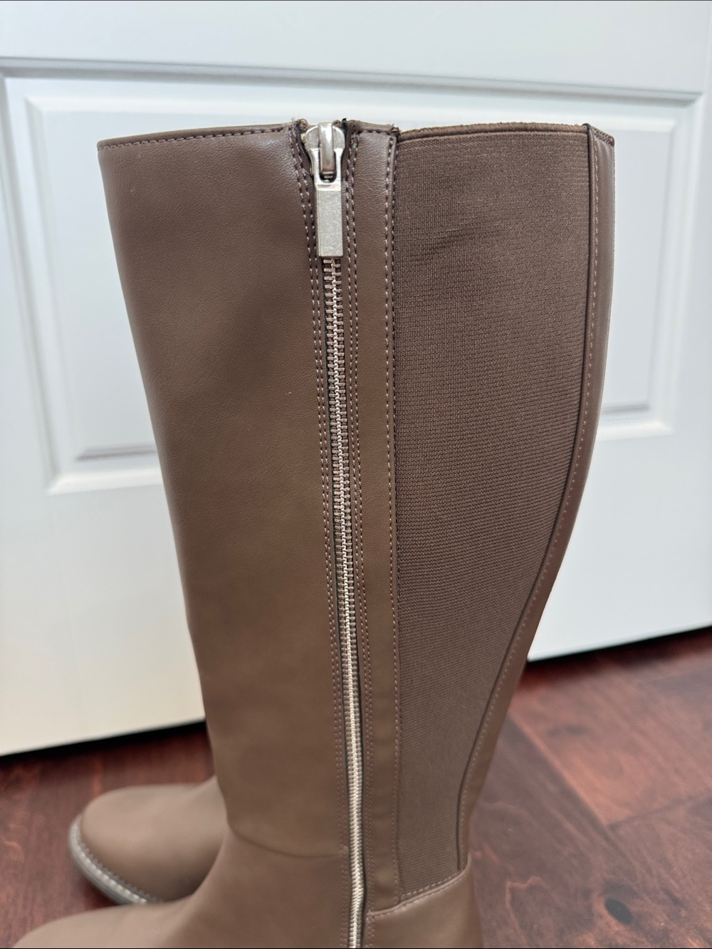NEW A New Day Taupe Vegan Leather Boots Fall Transition Knee High, size 6 - Picture 4 of 8